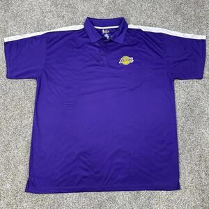 LA Lakers Polo Shirt Mens 3XLT Purple Embroidered‎ Logo NBA Basketball Majestic